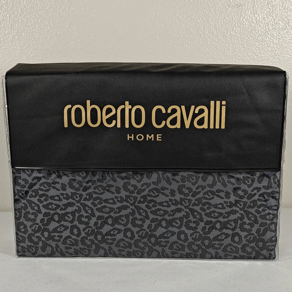 BRAND NEW Roberto Cavalli KING Duvet Cover Set Gray Leopard Print Luxury Bedding